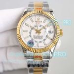 Swiss Clone Rolex Sky-Dweller White Face Two-Tone 2nd Time Zone Watch 904l 
